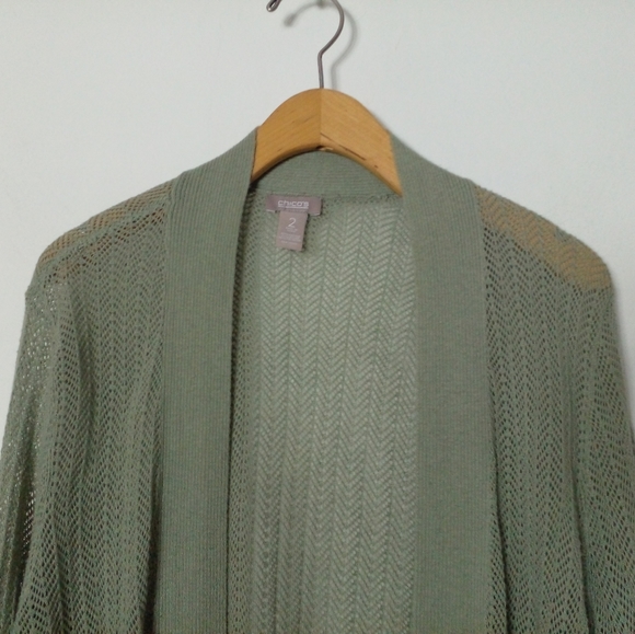 Chico's Women's Long Sleeve Mesh Cardigan Sweater Size 2 - Picture 4 of 7